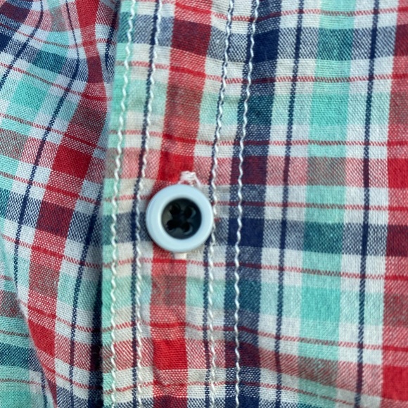 Clearwater Outfitters Mens Button Short Sleeve Blue Red Plaid Shirt Size L - Picture 4 of 4